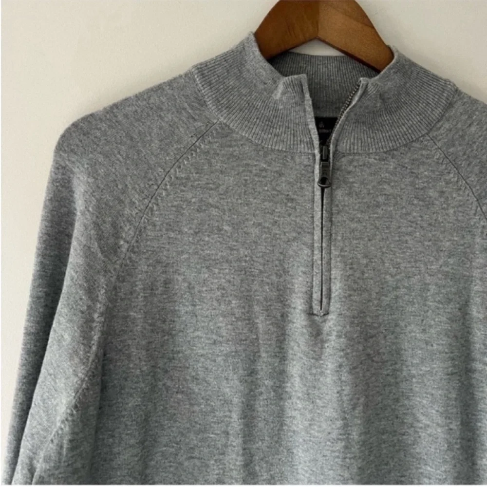 Brooks Brothers Light Gray Half Zip Sweater Prima Cotton Size Medium NWOT